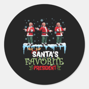 Sticker Rond Le président préféré du Père Noël Père Noël Trump 