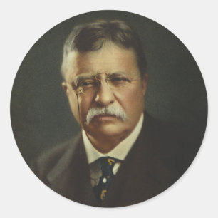 Sticker Rond Le Président Theodore Roosevelt par la lithograph