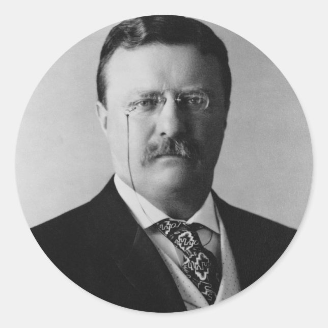 Sticker Rond Le président Theodore Roosevelt Portrait (Devant)