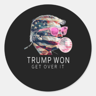 Sticker Rond Le président Trump rose drôle avec le drapeau amér