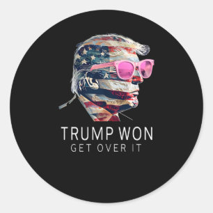 Sticker Rond Le président Trump rose drôle avec le drapeau amér