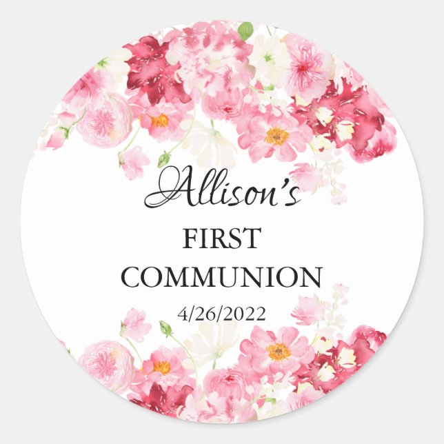 Sticker Rond Le printemps fleurit la communion florale (Devant)