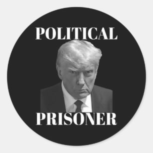 Sticker Rond Le prisonnier Donald J. Trump Black &amp; White Mu