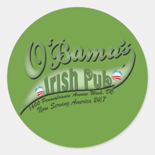 Sticker Rond Le pub irlandais d'O'bama