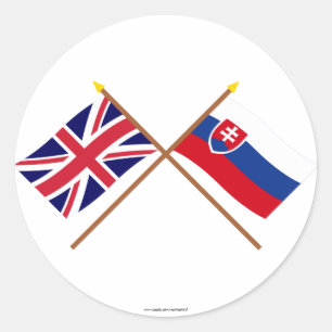 Sticker Rond Le R-U et les drapeaux croisés par Slovaquie