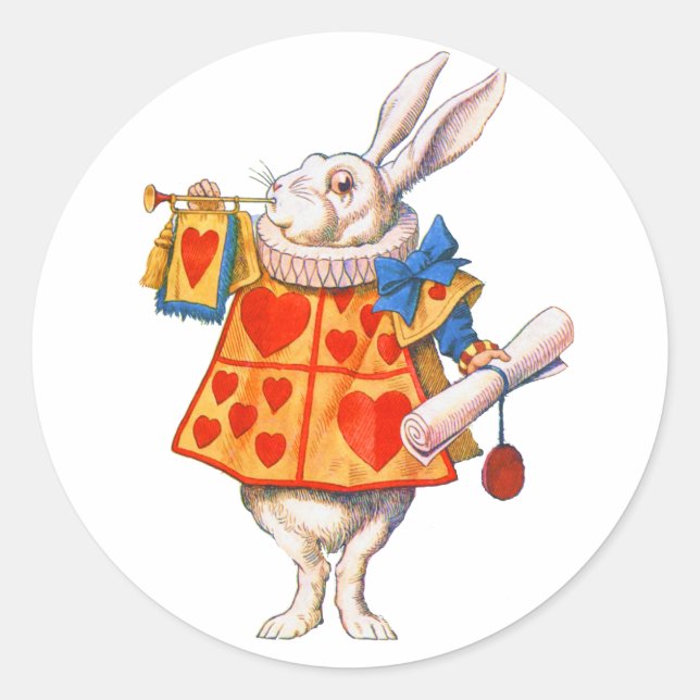 STICKER ROND LE RABBIT BLANC DE ALICE (Devant)