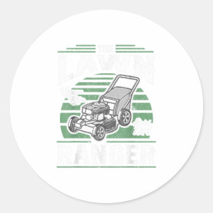 Sticker Rond Le Ranger De Pelouse Drôle Mower Gras