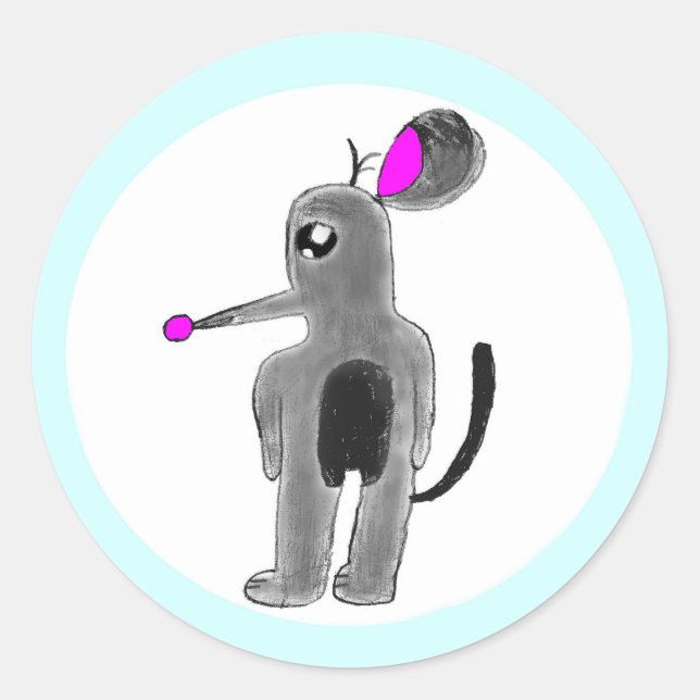 Sticker Rond Le RAT dans le CASQUETTE (Devant)