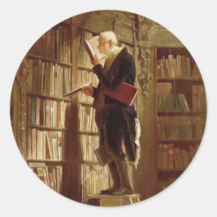 Sticker Rond Le rat de bibliothèque