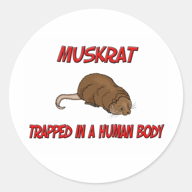 Sticker Rond Le rat musqué coincé dans un corps humain (Devant)