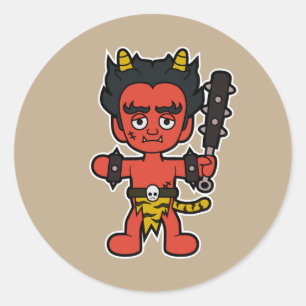 Sticker Rond Le redoutable Monstre Oni-Japonais Yokai