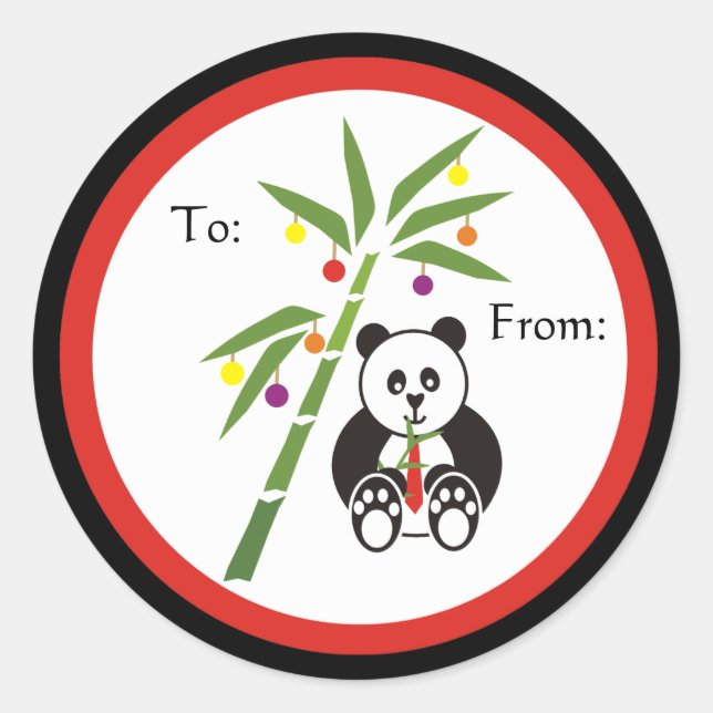 Sticker Rond Le repas de Noël de Panda ! (Devant)