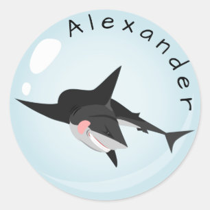 Sticker Rond Le requin dans une bulle Personnaliser