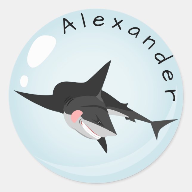 Sticker Rond Le requin dans une bulle Personnaliser (Devant)