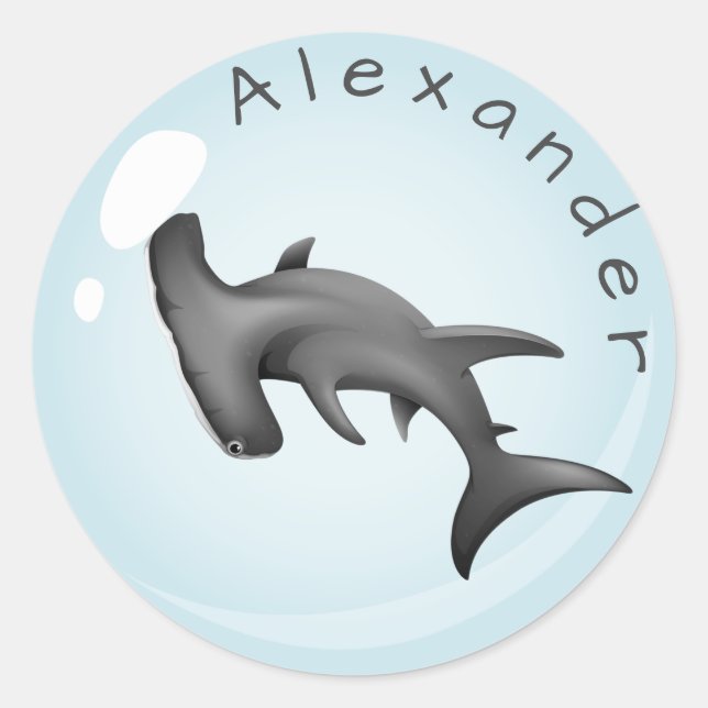 Sticker Rond Le requin marteau dans une bulle Personnaliser (Devant)
