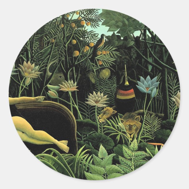 Sticker Rond Le rêve d'Henri Rousseau (1910) (Devant)