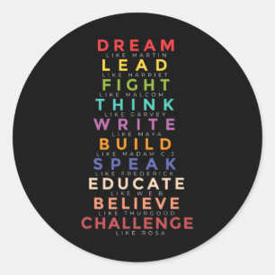 Sticker Rond Le rêve du leader noir Comme des dirigeants enseig