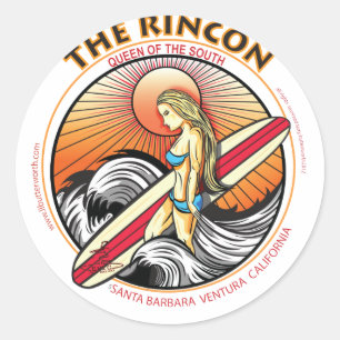 STICKER ROND LE RINCON CALIFORNIA SURF