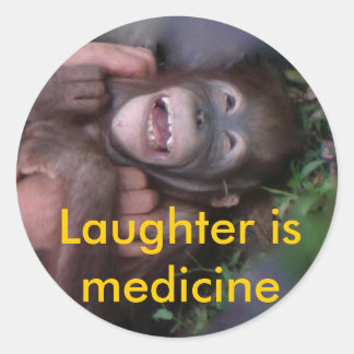 Sticker Rond Le rire, c'est la médecine Rire les animaux