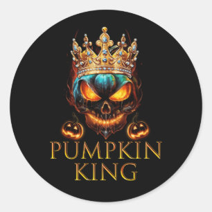 Sticker Rond Le roi Citrouille Halloween Jack-o'-lantern Sc