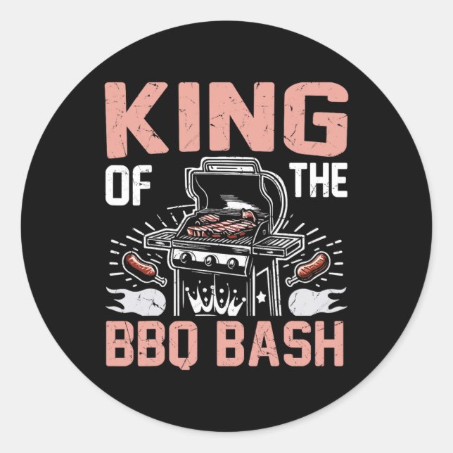 Sticker Rond Le Roi Du Parti Bbq Bash Bbq (Devant)