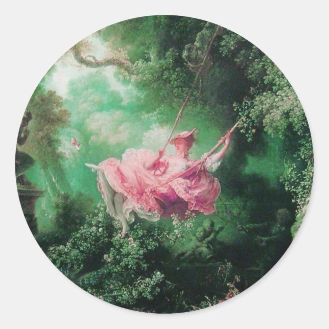 Sticker Rond LE rose vert SWING (Devant)