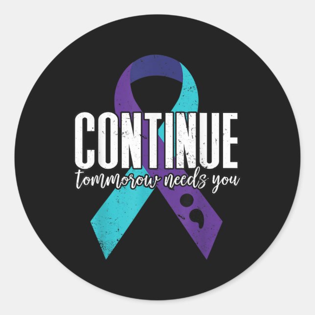 Sticker Rond Le ruban de sensibilisation au suicide continue de (Devant)