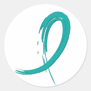 Sticker Rond Le ruban Turquoise A4 du cancer de l'ovaire