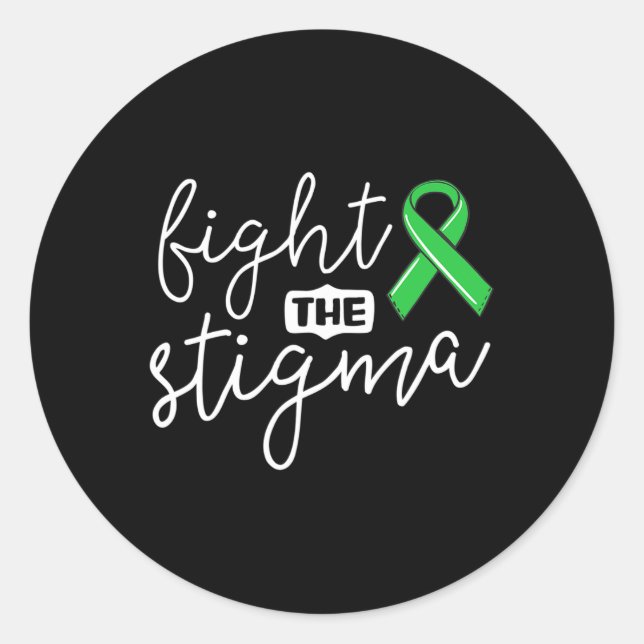 Sticker Rond Le Ruban vert de sensibilisation à la santé mental (Devant)