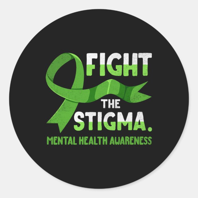 Sticker Rond Le Ruban Vert Lutte Contre La Stigmatisation Menta (Devant)