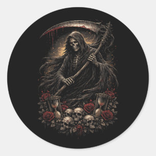 Sticker Rond Le Sablier de la Faucheuse