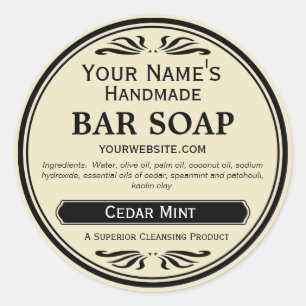 Sticker Rond Le savon fait main de sembler démodé marque en