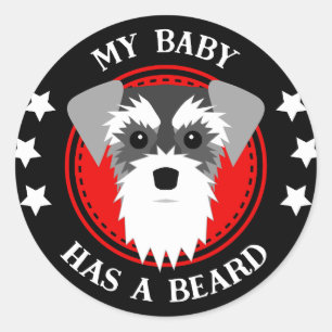 Sticker Rond Le Schnauzer miniature mon bébé a une barbe