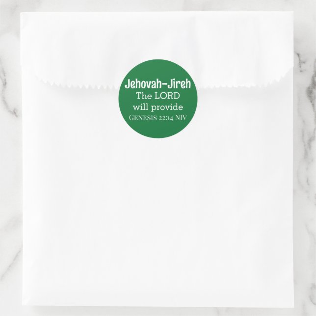 Sticker Rond Le Seigneur Fournira La Bible Verse Vert Foncé (Sac)