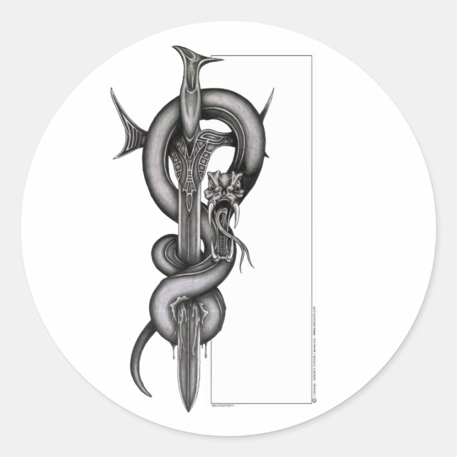 Sticker Rond Le Serpent et l'épée (Devant)
