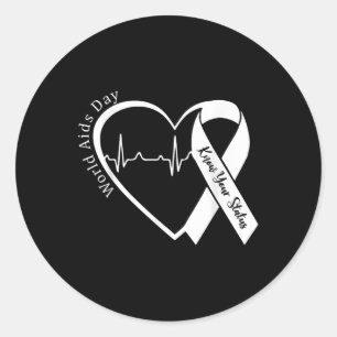 Sticker Rond Le Sida Appuie Le Ruban Rouge La Journée Mondiale