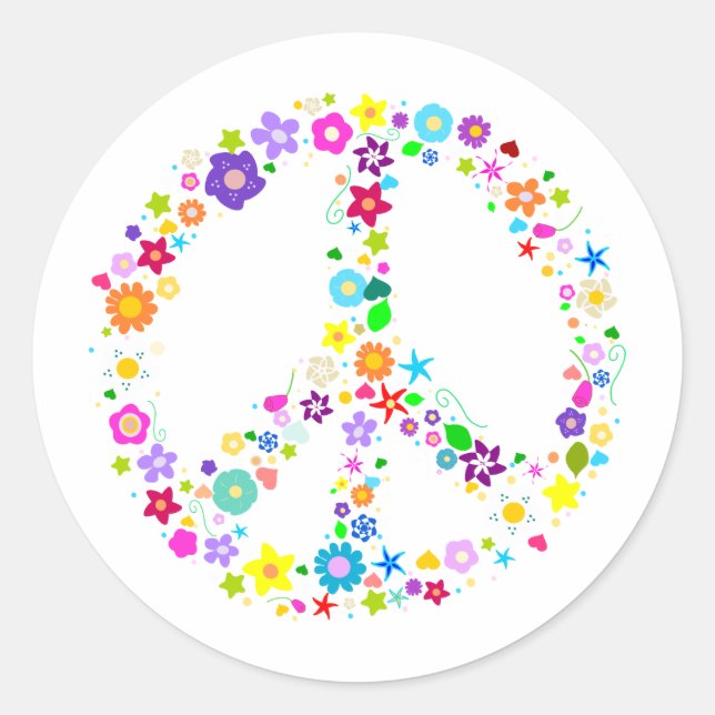 Sticker Rond Le signe de paix des Fleurs (Devant)