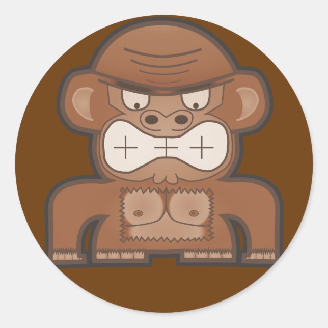 Sticker Rond Le singe âne en colère - Arrière - plan personnali (Devant)