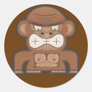 Sticker Rond Le singe âne en colère - Arrière - plan personnali