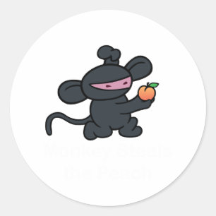 Sticker Rond Le singe de Ninja vole la pêche