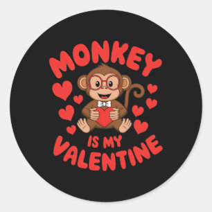 Sticker Rond Le singe est ma Saint Valentin mignonne Saint Vale