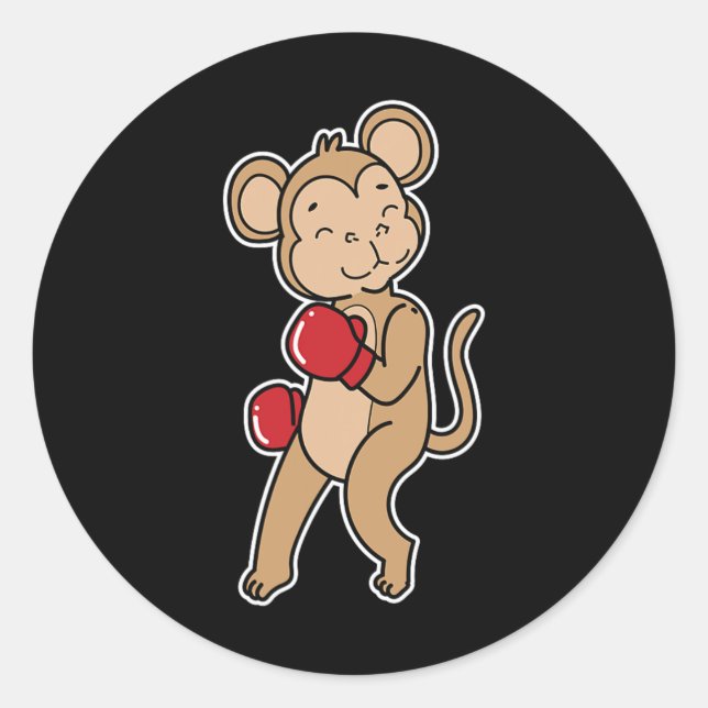 Sticker Rond Le singe fait la boxe (Devant)