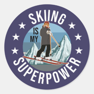 Sticker Rond Le Ski Est Ma Superpuissance