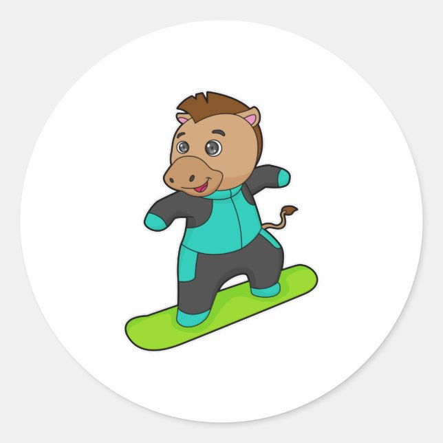 Sticker Rond Le snowboarder de Horse (Devant)
