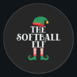 Sticker Rond Le Softball Elf Funny Christmas<br><div class="desc">Design amusant avec un costume elfe la légende "The Softball Elf". Amusant design familial assorti pour vos vacances de Noël. Grand cadeau de Noël pour toute la famille</div>