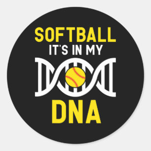 Sticker Rond Le Softball Est Mon Adn Drôle Softball Balleur Rec