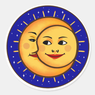 Sticker Rond Le Soleil et la Lune