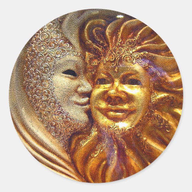 Sticker Rond Le Soleil, La Lune, Le Baiser (Devant)