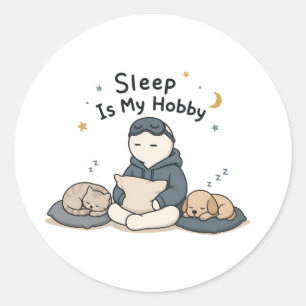 Sticker Rond Le sommeil est mon passe-temps Mème drôle d'amant