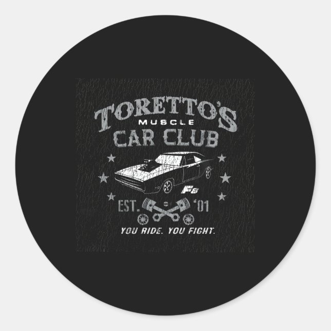Sticker Rond Le Sort De La Voiture Musculaire Furieuse Toretto (Devant)